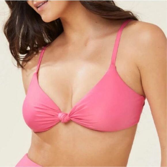 Andie Swim Bikini Top Women's XS NWT The Santorini Knot Front Pink Rouge - Picture 1 of 8